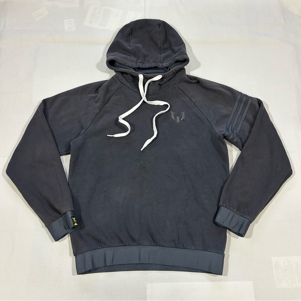 Vtg Adidas Lionel Messi Mens Small Hoodie Pullover Fleece 3-Stripes Long Sleeve